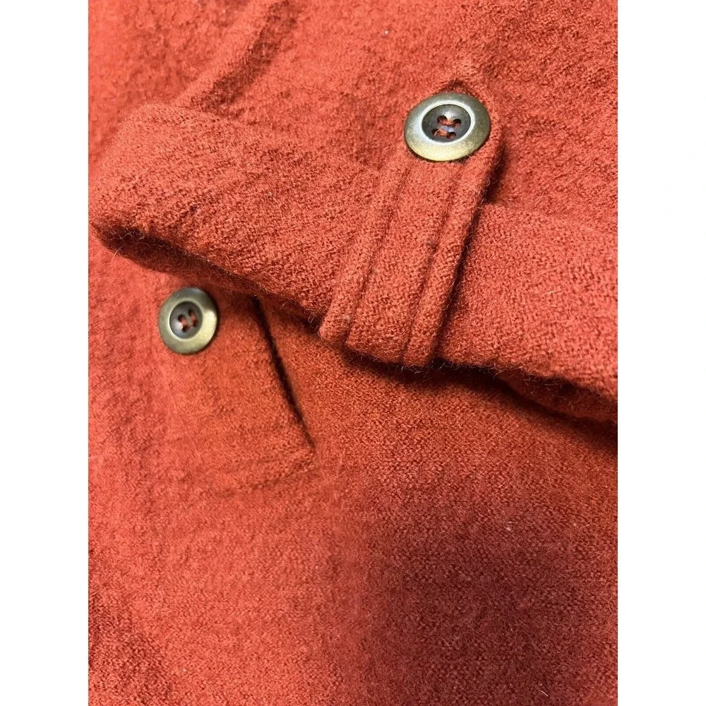 David Brooks Women's Brown/Burnt Orange LS Wool Metal Button Hooded Cardigan VTG